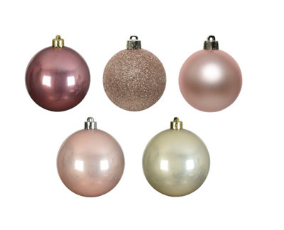 Decoris Pink/Gold Blush Christmas Tree Baubles Size 30