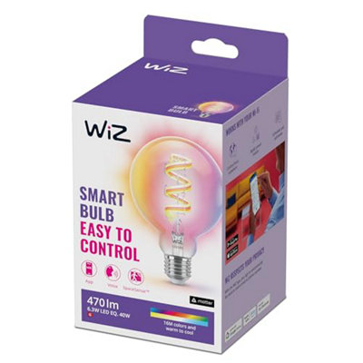 Wiz Smart BulbE 27 Globe Shape Colour Led Dimming Wifi Works With AlexaGoogle Assistant & HomekitApp Control For from B&Q