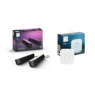 Philips Hue White And Colour Ambiance Play Lightbar 2 Pack With Bridge Starter Kit from B&Q