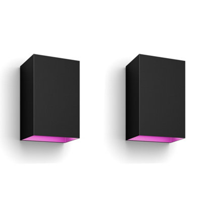 B&Q -  White And Colour Ambiance Resonate Outdoor Wall Light Black 2 Pack