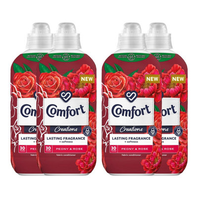 Comfort Fabric Conditioner Lasting Fragrance Peony & Rose 30W, 4 Pack 900Ml