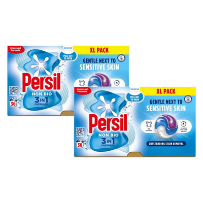 B&Q -  Xl 3 In 1 Washing Capsules Non Bio Stain Removal 36 Washes2 Pack