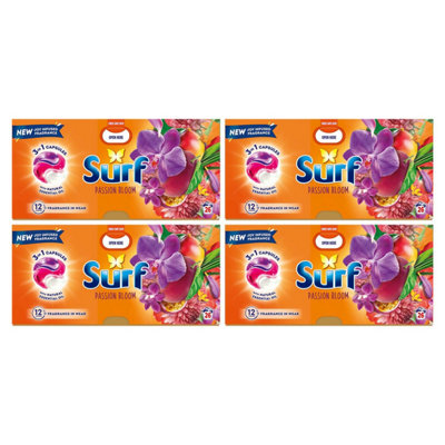 Surf 3 In 1 Laundry Washing Detergent Capsules Passion Bloom, 104 Washes, 4Pk 3In