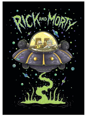 Rick And Morty Black/Green Spaceship Fleece Blanket B&Q