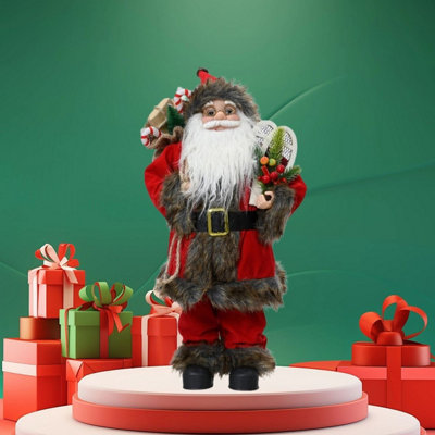 Kaemingk Traditional Red Plush Santa Standing Father Christmas Decoration 45Cm - Image 3