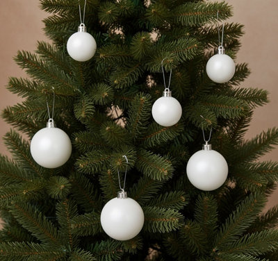 Decoris 30 Winter White Baubles Christmas Tree Decorations Shatterproof from B&Q