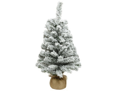 Kaemingk 75Cm Small Snowy Table Christmas Tree Natural Jute Bag Artificial Tree from B&Q