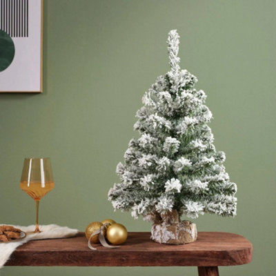 Kaemingk Artificial Snowy Imperial Mini Christmas Festive Tree Green In Jute Bag90Cm from B&Q