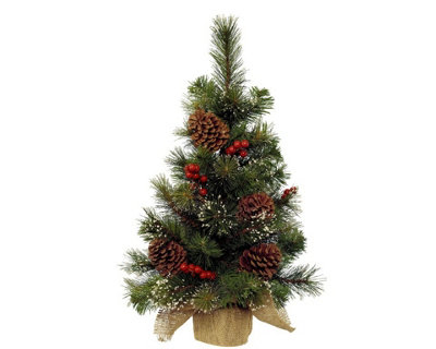 Kaemingk Mini Tabletop Ipswich Christmas Tree With Frosted Berries & Pinecones75Cm from B&Q