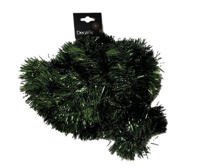 Decoris Pine Green Christmas Tinsel Garland 2.7M Black Shiny Christmas Tree Tinsel from B&Q