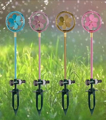 Lumineo Rotating Garden Flower Sprinkler Water Grass Lawn Sprayer Hose Watering Stake from B&Q
