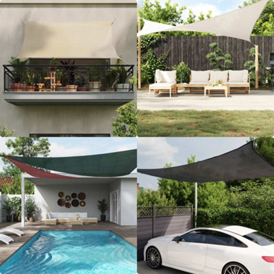 Walplus Anthracite Sunshade Sail 160 G/Mâ² 4X4x4 M Hdpe