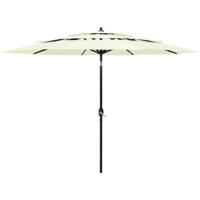 Walplus 3-Tier Garden Parasol With Aluminium Pole Sand 3 Medium