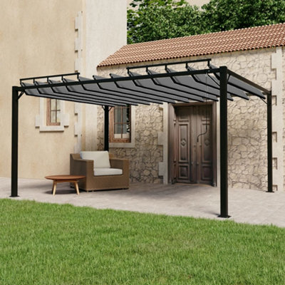 Walplus Gazebo With Louvered Roof 3X4 M Fabric And Aluminium Anthracite