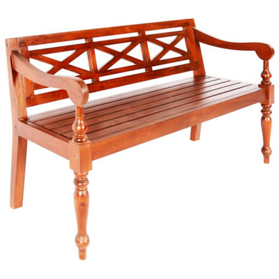 Walplus Batavia Bench 123 Cm Solid Mahogany Wood Dark Brown from B&Q