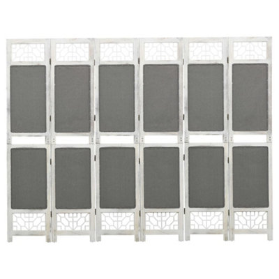 Walplus Grey Fabric 6 Panel Room Divider 210 By 165 Centimetres