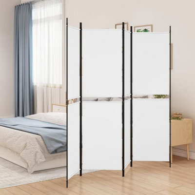 Walplus White Fabric 4 Panel Room Divider 200 By 180 Centimetres