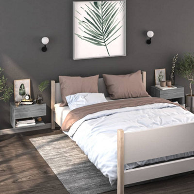 B&Q -  Wall-Mounted Bedside Cabinets 2 Pcs Grey Sonoma