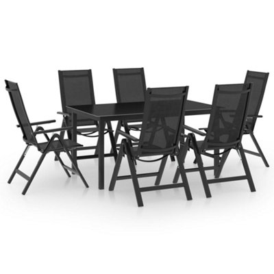 Walplus 7 Piece Garden Outdoor Dining Set Suitable For Backyard, Patio Aluminium Anthracite