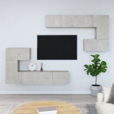 Walplus Wall-Mounted Tv Cabinet Concrete Grey Engineered Wood from B&Q
