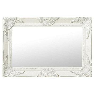 Vidaxl Wall Mirror Baroque Style 60X40 Cm White from B&Q