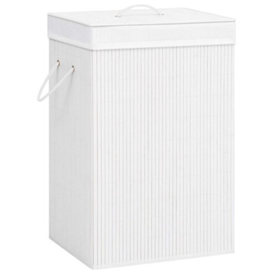 Vidaxl White Bamboo Laundry Basket 72 Large