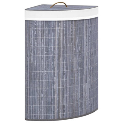 Vidaxl Bamboo Corner Laundry Basket Grey 60 L Corner Laundry Baskets from B&Q