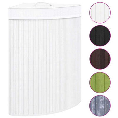 B&Q -  Bamboo Corner Laundry Basket White 60 L