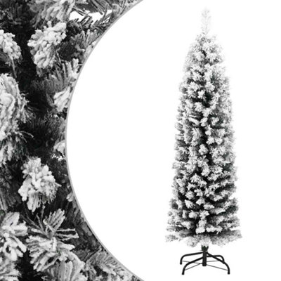 B&Q -  Slim Artificial Christmas Tree With Flocked Snow Green 150 Cm Pvc