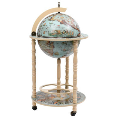 Vidaxl Globe Bar Wine Stand Eucalyptus Wood Blue from B&Q