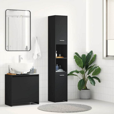 Vidaxl Bathroom Cabinet 30X30x183.5 Cm Engineered Wood Black
