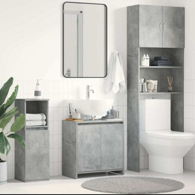Vidaxl Bathroom Cabinet Concrete 60X33x61 Cm Engineered Wood Bathroom Cabinets Grey