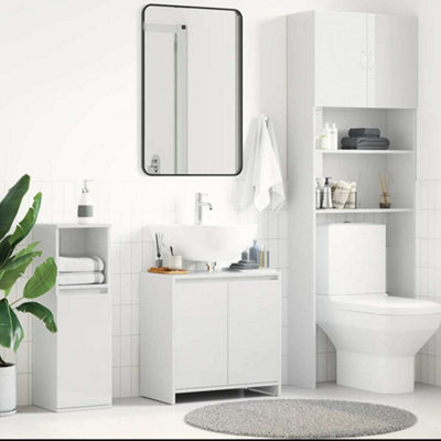 Vidaxl White Bathroom Cabinet High Gloss 60X33x61 Cm Engineered Wood Bathroom Cabinets