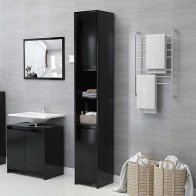 Vidaxl Bathroom Cabinet 30X30x183.5 Cm Engineered Wood Bathroom Cabinets Black