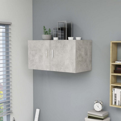 B&Q -  Wall Mounted Cabinet Concrete Grey 80X39X40 Cm Engineered Wood