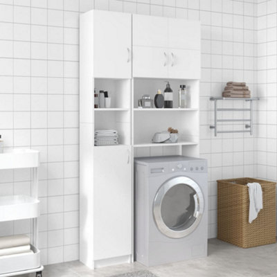 B&Q -  Bathroom Cabinet White 32X25.5X190 Cm Engineered Wood Bathroom Cabinets