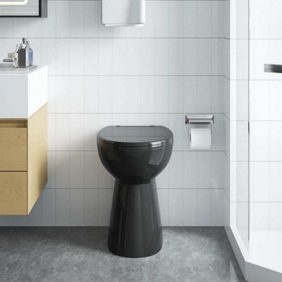 B&Q -  Rimless Toilet 7 Cm Extra Height Soft Close Ceramic Black Without Flush Tank