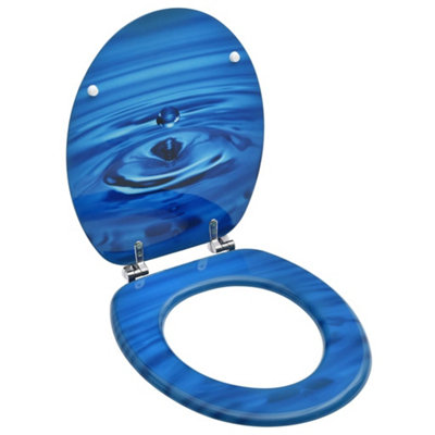 Vidaxl Wc Toilet Seat With Lid Mdf Blue Water Drop Design from B&Q