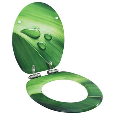 Vidaxl Wc Toilet Seat With Soft Close Lid Mdf Water Drop Design Green