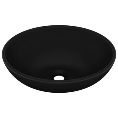 vidaXL Luxury Basin Oval-Shaped Matt Black 40x33 cm Ceramic - Image 3