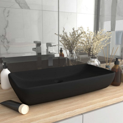 B&Q -  Luxury Basin Rectangular Matt Black 71X38 Cm Ceramic