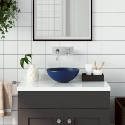 B&Q -  Bathroom Sink Ceramic Dark Blue Round