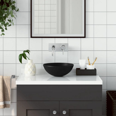B&Q -  Bathroom Sink Ceramic Matt Black Round