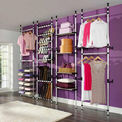 B&Q -  Telescopic Shoe Rack With Rods Aluminium