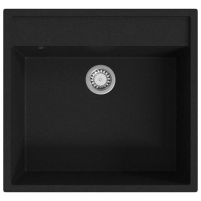 Vidaxl Black Kitchen Sink With Overflow Hole Granite