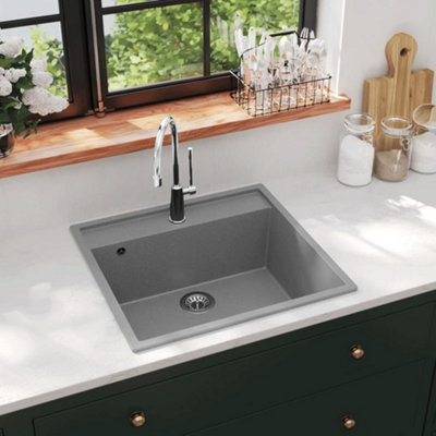 Vidaxl Kitchen Sink With Overflow Hole Grey Granite Kitchen Sinks from B&Q