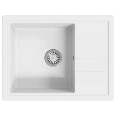 Vidaxl Kitchen Sink With Overflow Hole Oval White Granite from B&Q