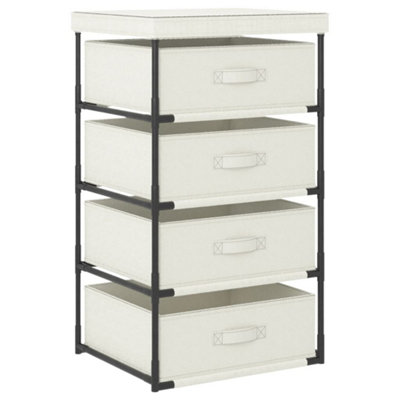 Vidaxl Storage Rack With 4 Fabric Baskets Steel Cream Drawer Cabinet Holder - Image 3