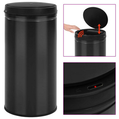 VidaXL 70L Automatic Sensor Dustbin - Black Carbon Steel - Smart Trash Can - Image 3