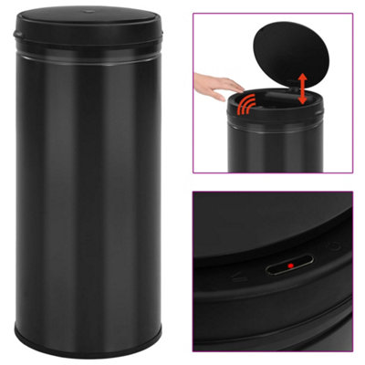 VidaXL 80L Automatic Sensor Dustbin - Black - Steel - Image 3
